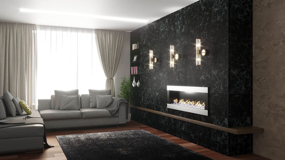 Биокамин "Русский огонь" Модерн 1300V встраиваемый с декоративным стеклом (стемалитом) по цене 46 750 руб.