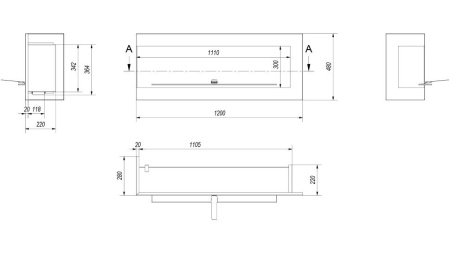 Биокамин Kratki DELTA/P/1200 угловая по цене 